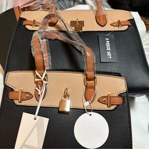 Beautiful Alyssa 3pc. Black/Tan/CaramelSet (mommy and me) w/crossbody strap